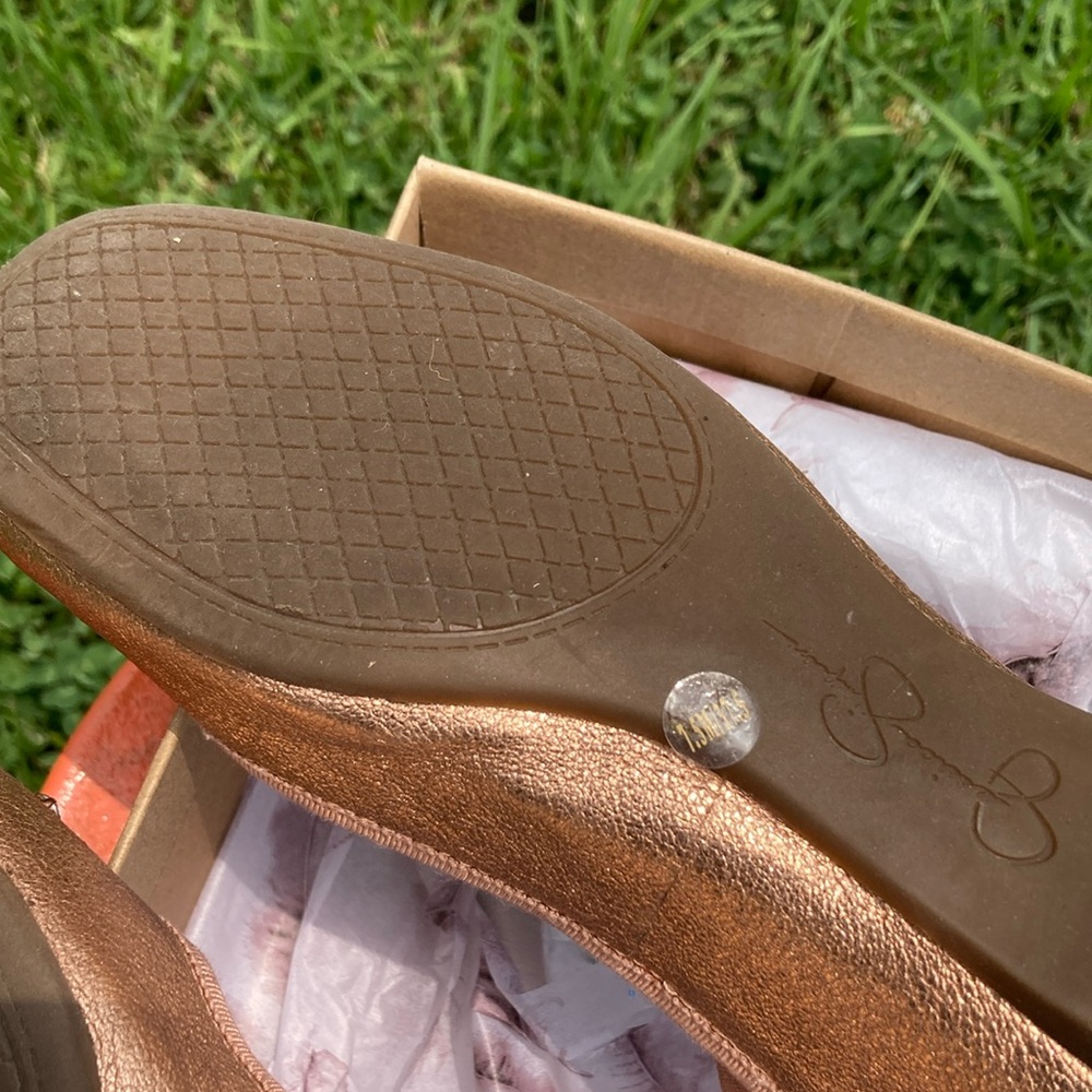 Beautiful Jessica Simpson ballerina ankle strap flats with faux stones. - Picture 8 of 14